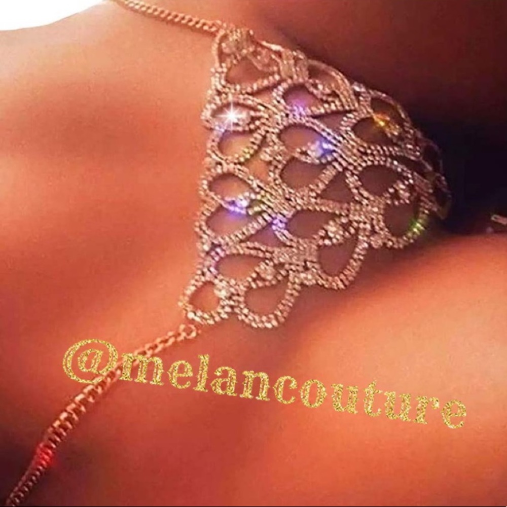 Thongs Gold Sparkly Love Crystal Bikini